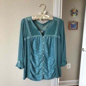 Anthropologie Blue Lace Blouse